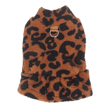 New Arrival Fleece Dog Dress Winter Leopard Print - Cute Princess Gown Outfit for Teddy Puppy Small Dogs Clothing