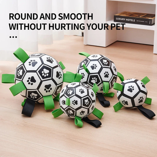 SoccerTug Play Ball™ | Interactive Soccer-Style Tug Dog Toy | Dog Paw Clothing