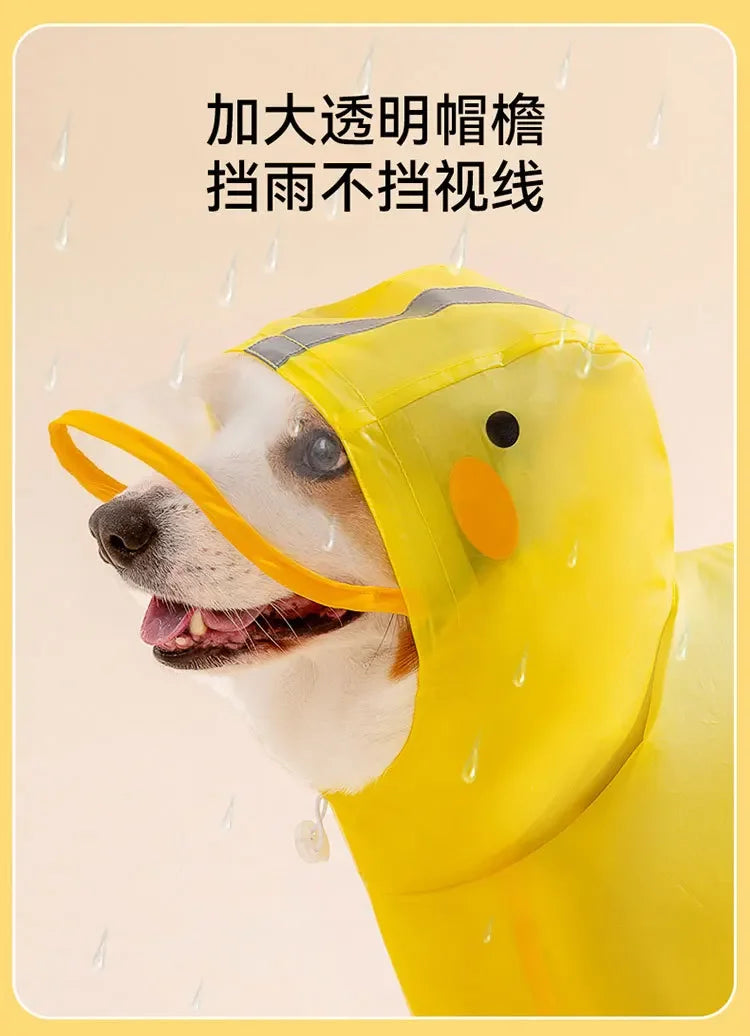 the DUCK'N'DRY RAIN PONCHO - Pet Dog Duck Shape Rainwear/Raincoat, Puppy/Pet Hooded Waterproof Jacket Clothes, Soft PVC Small Dogs Raincoat, Puppy Rain Poncho