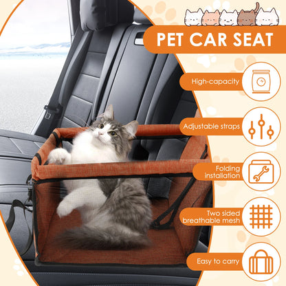 Dog Car Seat Puppy Booster Seat With Safety Lock Scratch Proof Adjustable Strap Travel Car Box for Small to Medium Dog