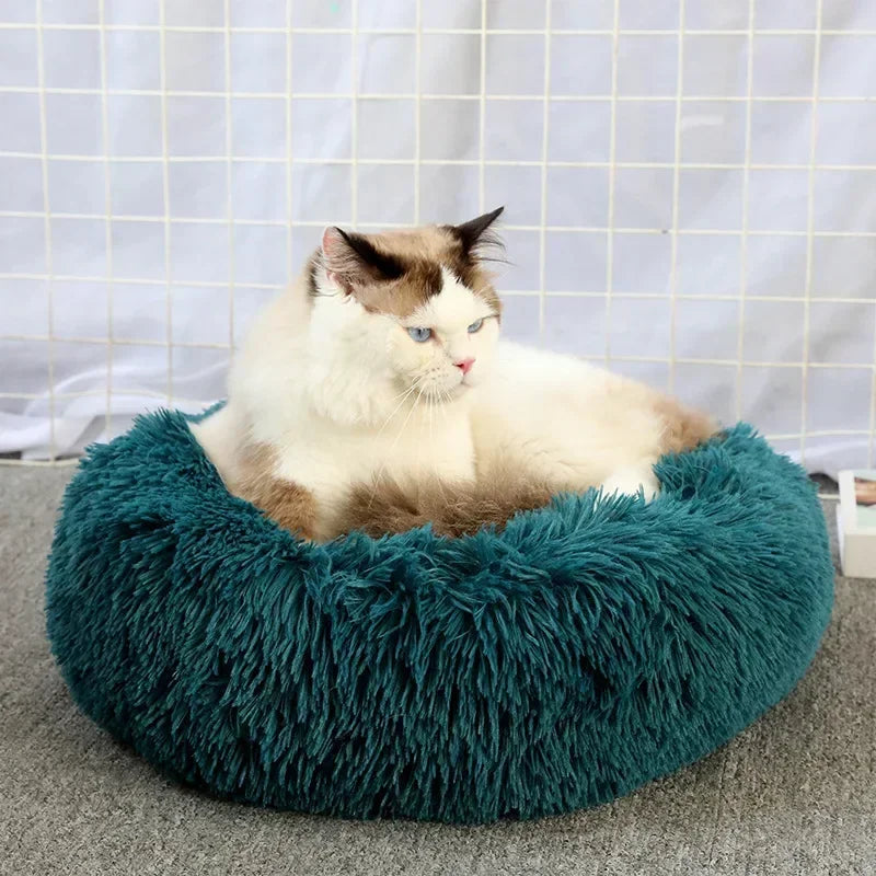 Round  Dogs Bed Cat Bed House Kennel Pet Mats Soft Long Plush Mat Pet Warm Basket Cushion Cats House Sofa Machine Wash Kennel