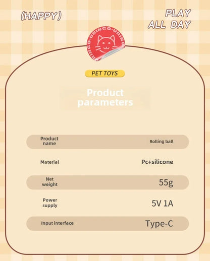 Interactive Dog Toys Rechargeable Pet Interactive Toys Electric Cats Ball  Automatic Rolling Fake Tail Ball Dog  Cats Toy