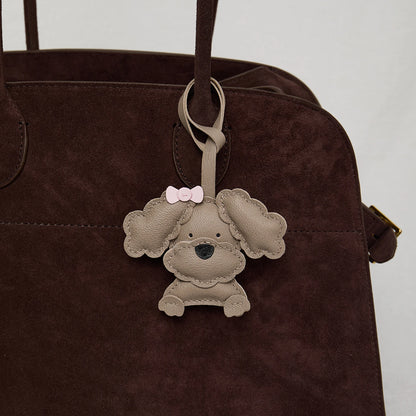 Sheepskin Handmade Real Leather Cute Teddy Dog Bag Charm KeyChain Gift Cute Decoration For Bags Exquisite Charm Bag Accessories