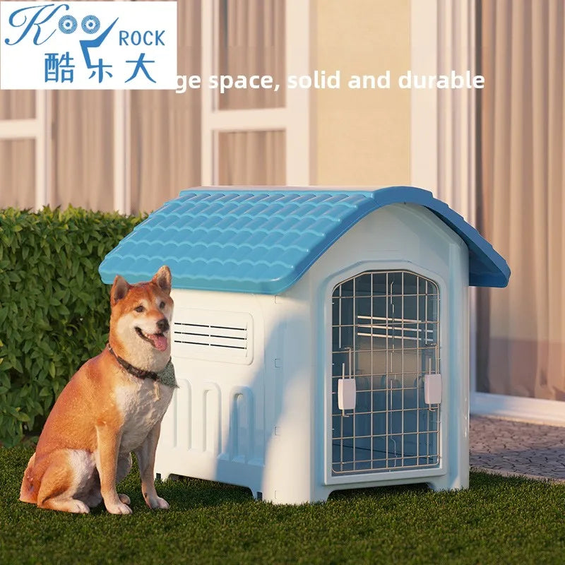 the IN THE DOGHOUSE - Large Waterproof Outdoor Doghouse - Detachable & Washable Dog Cage for Medium/Large Breeds, All-Weather Shelter