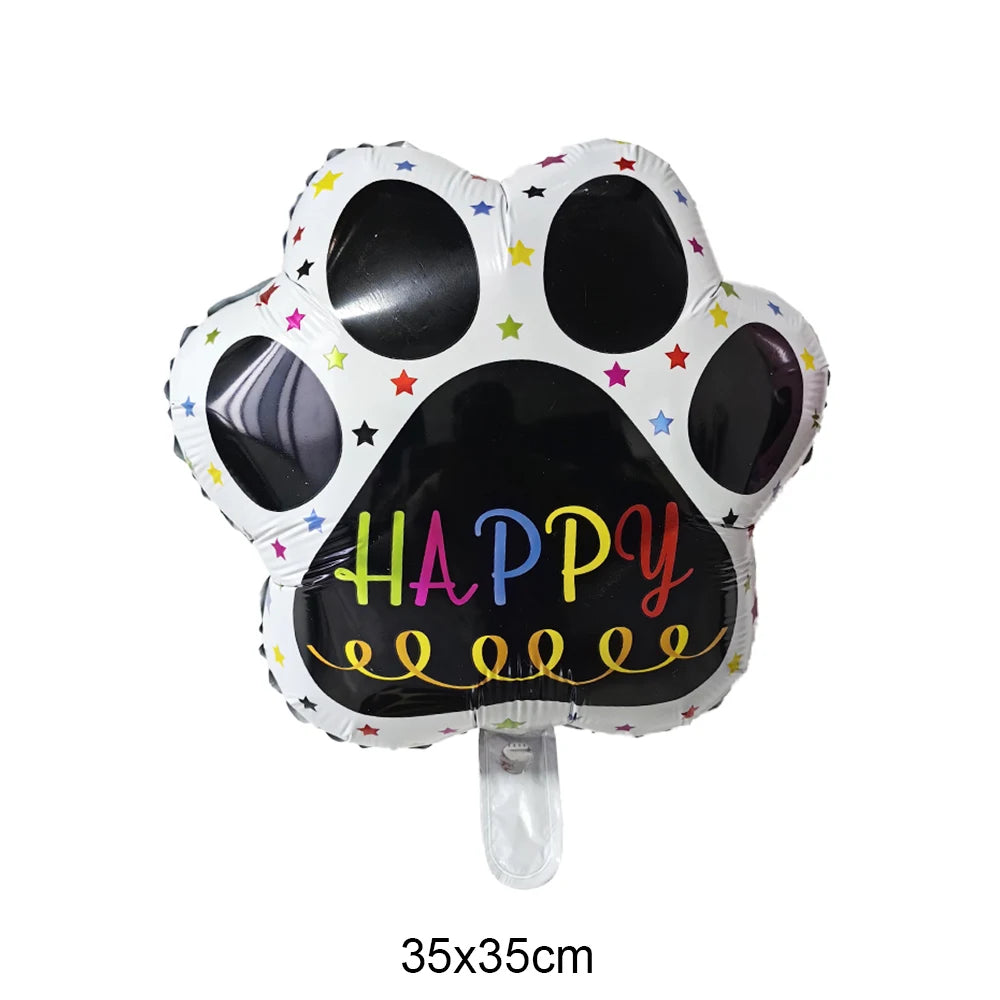 Dog Theme Party Decor Dog Paws Animals Pet Foil Balloons Number Standing Ballons  Baby Shower Kids Happy Birthday Banner Decor