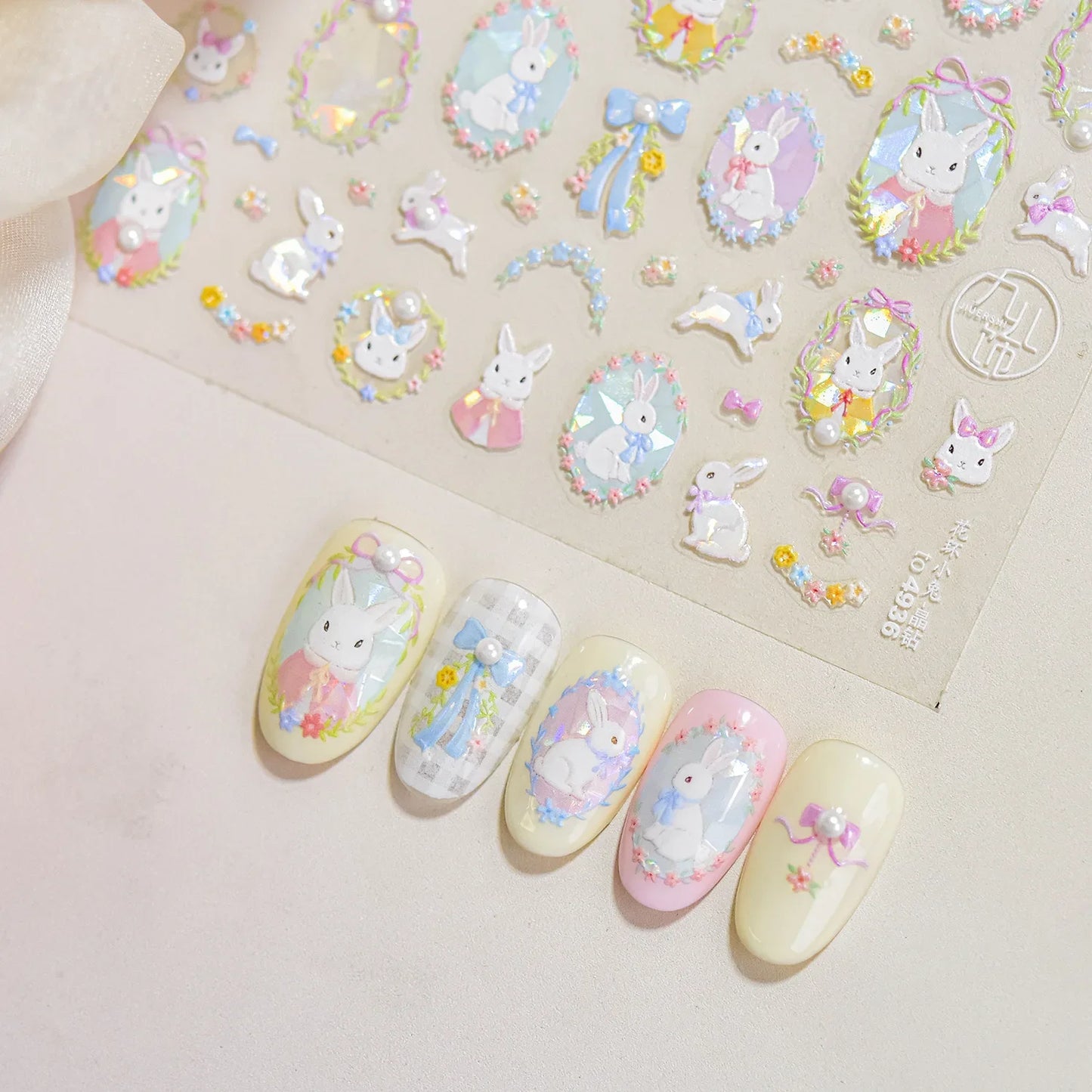 Graffiti Cat Claw Rabbit Bunny Bear Dog Flower Lovely Animal Fruit Dim Sum Candy Sunflower Adhesive 5D Nail Art Stickers Decal