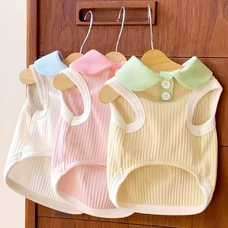 Summer Pet Dog Polo Shirt Breathable Dog Clothes Fashion Puppy Vest Cute Solid Cat Shirt Soft Pet Costumes Chihuahua Dog Clothes