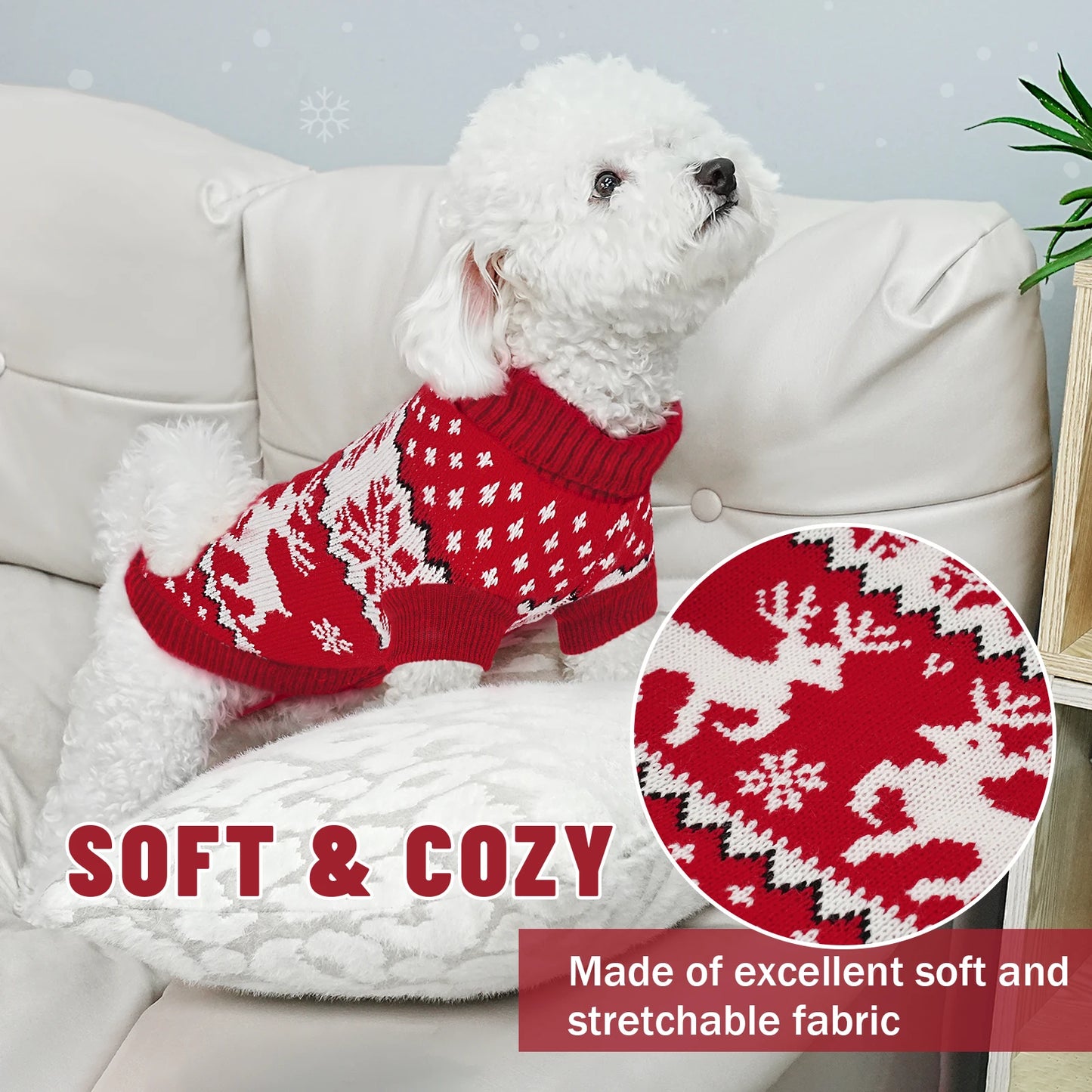 the COZY CLAUS PAW SWEATER - Dog Winter Clothing, Christmas Celebration Clothes, Knitted Pet Clothing Suitable for Small to Medium-Sized Dogs Pet Sweater