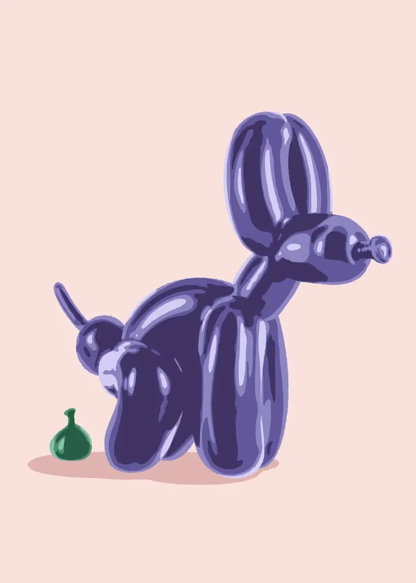 Pink Balloon Dog Posters and Prints Canvas Painting Modern Funny Wall Art Picture for Preppy Bedroom Teens Dorm Room Decor Gift