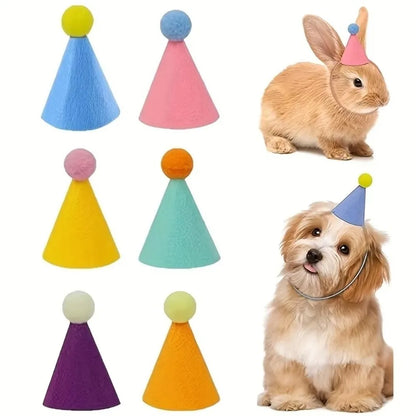 Cute 6pcs Set Mini Party Hats Lightweight Colorful Cone Hats Pet Decorative Headwear Christmas Party