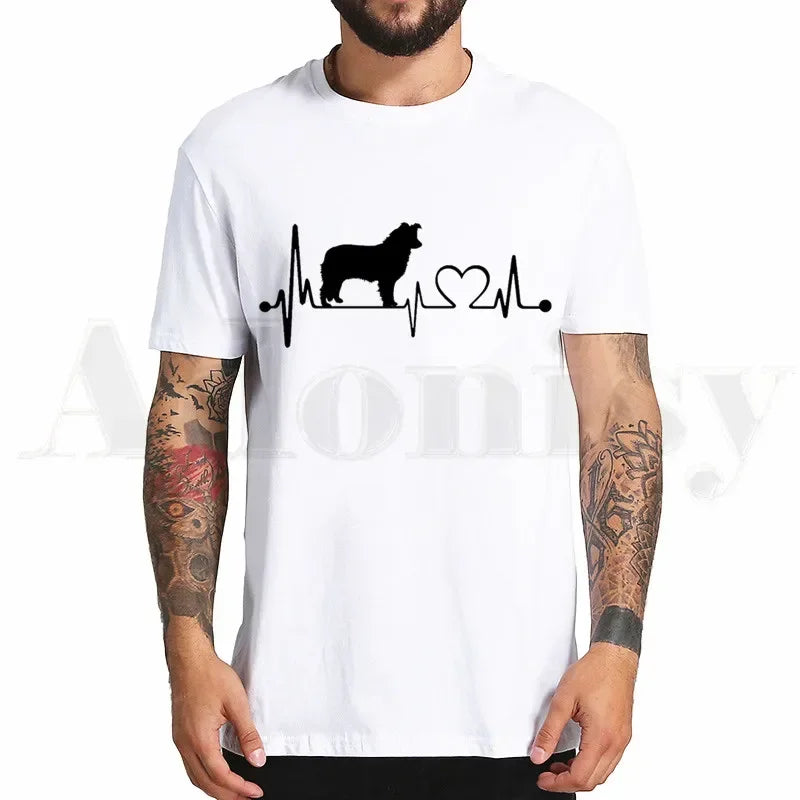 the BORDER COLLIE - Border Collie Print T-Shirt, Hip Hop Girl Print Top Tees, Harajuku Dog Cartoon Funny Kawaii Art T-Shirts, Men Fashion Summer T-Shirts