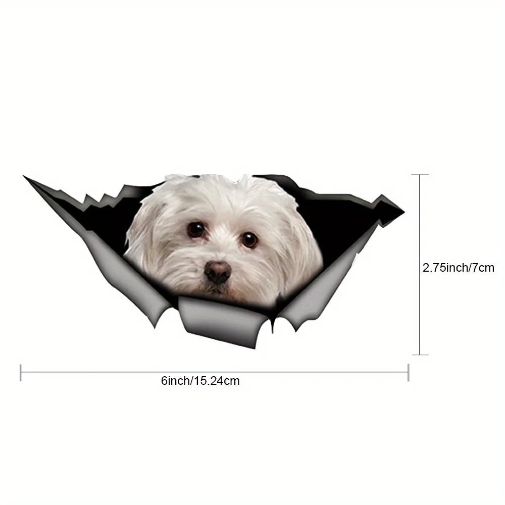 1pc Cute Car Stickers Pet Dog Car Trim Tear Polyethylene Decal Reflective Sticker Waterproof Car Motorcycle Notebook Furniture