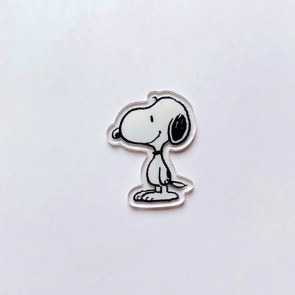 9 Pcs Snoopy Cool Cartoon Acrylic Pin Set Cute Dog Brooch Peanuts Gift for Students Fans Collectors Fashion Bag Accessory