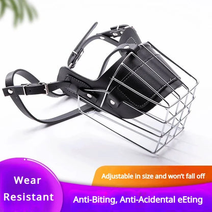 Adjustable Leather Metal  Breathable Dog Muzzle Anti Biting Pet Mouth Mask Dog Accessories