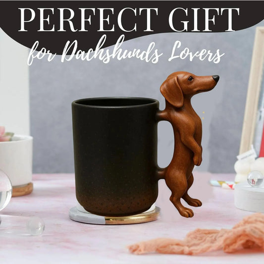 Handmade Dachshund Mug Creative 3d Animal Resin Coffee Cup With Dog Shape Handle 11oz Funny Novelty Memorial Art Mugs Gifts