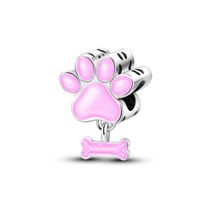 Dog Pet Charms 925 Silver Doggy Paw French Bulldog Bones Beads fit Original Bracelet DIY Fine Jewelry