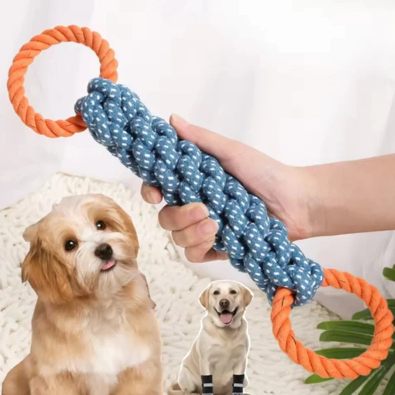 Hand woven pet dog toys for teeth cleaning and chewing pleasure Biting rope dog toys are sturdy bite resistant stress relieving