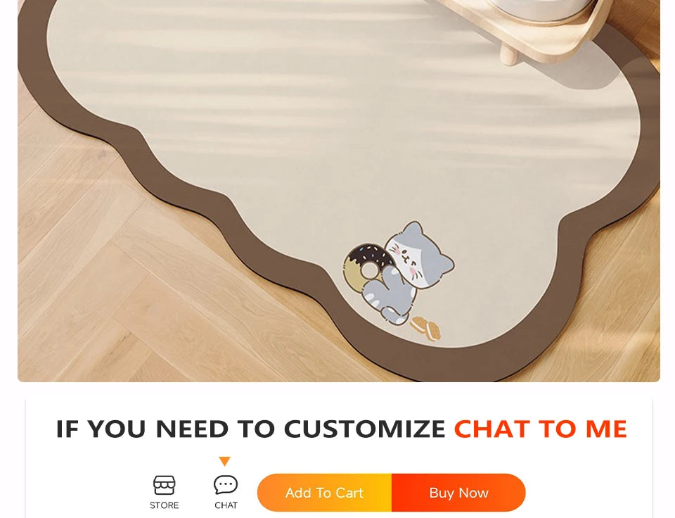 Pet Feeding Mat Waterproof Pvc Leather Carpet Cat Dog Anti-urine Floor Mats Pink Plaid Sweet Home Decoration Rug for Kitchen