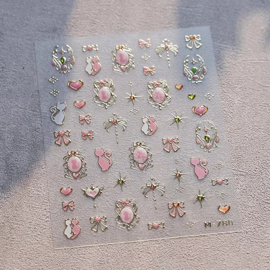 Colorful Balloon Cute Puppy Flower Cherry Bowknot Love Happy Dog Animal Self Adhesive Nail Art Sticker Decoration Manicure Decal