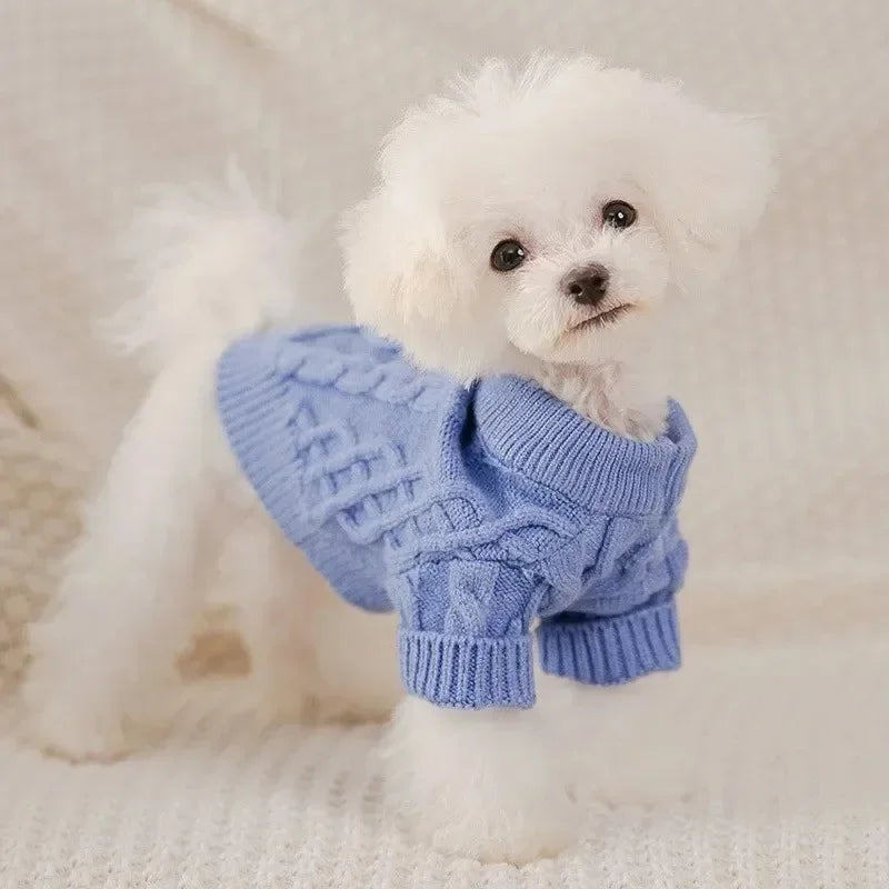 Dog Sweater New Solid Colour Autumn and Winter Pet Casual Clothing Warm Acrylic Knitted Wool Simple Cute Comfortable Pet Clothes