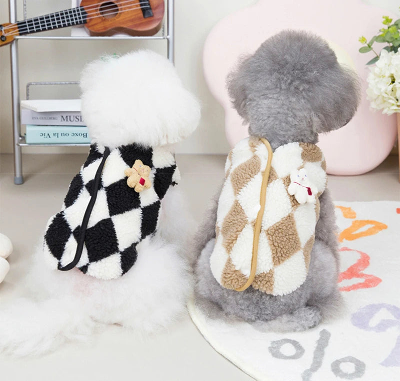 Dog Clothes  Plaid Fleece Pet Jacket for Small Dogs Winter Warm Puppy Coat Chihuahua Yorkshire Bichon Vest Costume Pet Supplies