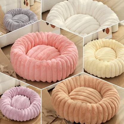 Home Plush Pet Nest Winter Cat Dog Bed Warm Detachable and Washable Round Cat Nest Pet Bed Seasonal Universal Decoration