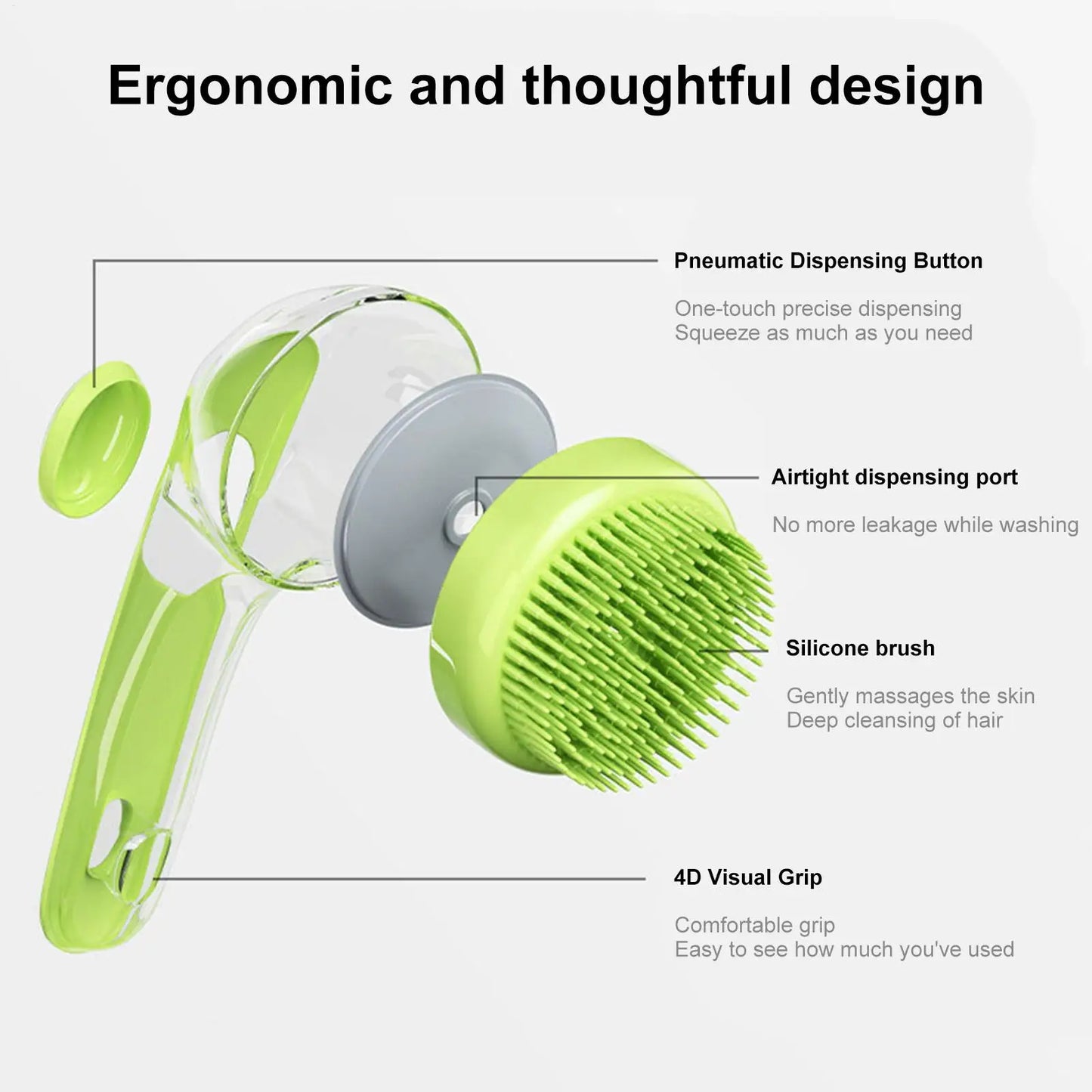 the BATHBREEZE MASSAGE BRUSH - Pet Bath Brush, Bathing Brush for Dog, Bath Gentle Scrub Massager with Soap Dispenser, Portable Washer Tool for Shower Massage