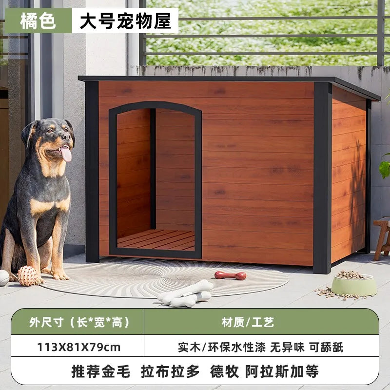 the GOOD DOG DOGHOUSE - Large Dog Kennel, Outdoor Semi-Enclosed Kennel, Winter Outdoor Doghouse, Rainproof and Cold-Proof Luxury Dog Villa
