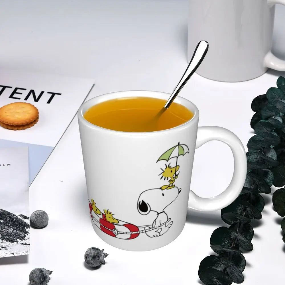 Manga Snoopy Woodstock Cartoon Dog Coffee Mug DIY Customized Ceramic Tea Milk Mug
