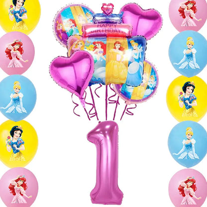 Disney Princess Birthday Decoration Tableware Paper Cups Plates Balloons Tablecloth Backdrop Banner Party Supplies For Baby Kids