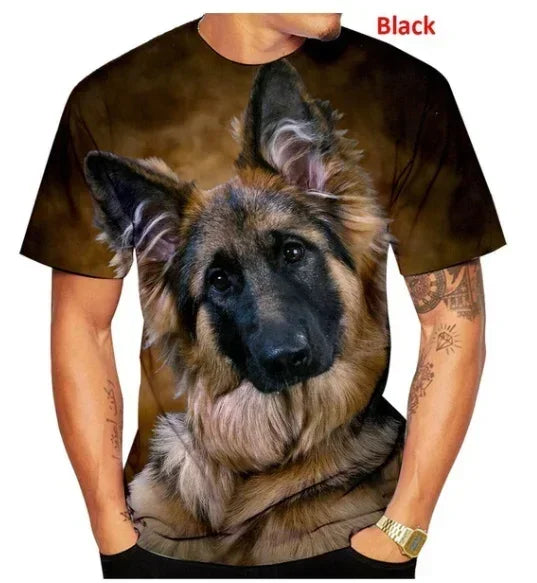 the GERMAN SHEPHERD ALPHA DAD - Men Summer New Fashion, Unisex Funny 3D Printed Dog T-Shirt, Cute German Shepherd 3D Customizable Printed T-Shirts