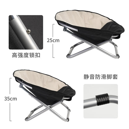Folding Pet Bed Chair Portable Round Elevated Cat Bed Waterproof Puppy Chair Pet Moon Bed Two Height Adjustments Pet Gift