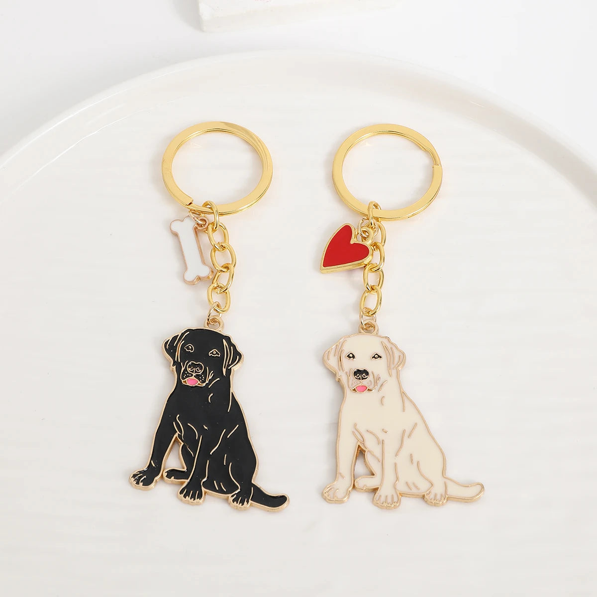 1PCS NEW Metal Golden Retriever Dog Animal Gold Silver Plated Metal Pendant Keychain For Bag Car Women Men Key Ring Love Jewelry