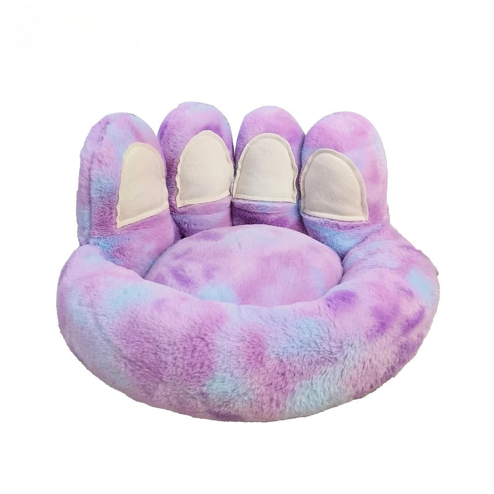 Round Dog Bed Fluffy Rabbit Fur Pet Bed Winter Warm Cat Bed Labubu Bear Paw Design Cat House Cat Bed Pet Supplies Dog Kennel