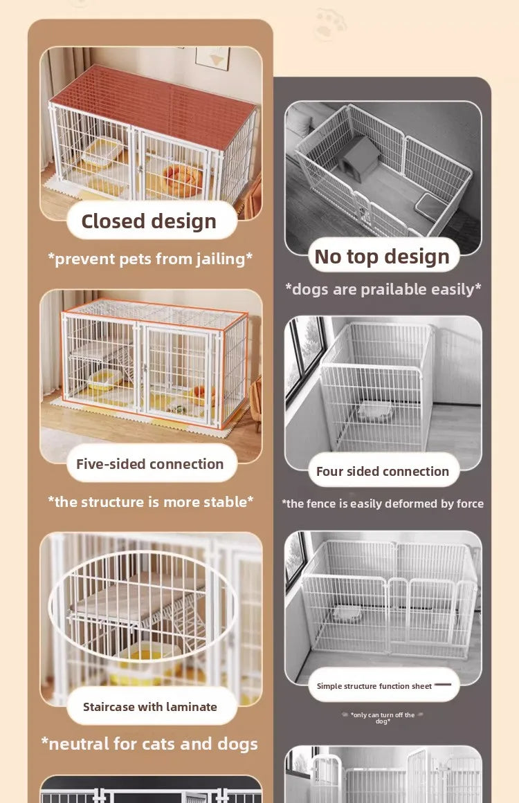 the KENNEL CAGE - Outdoor Dog/Cat House, Durable Dog Crate, Indoor Pet Playpen for Small/Medium Dogs/Cats Metal Playpen Secure Fence
