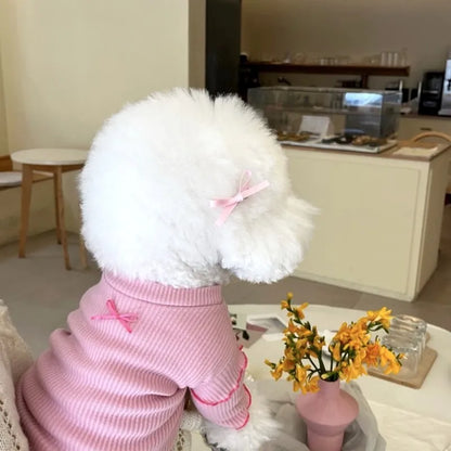 the BLUSHTAIL PUPPY VEST - Dog Shirt Vest, Pink Puppy Summer Clothes, Thin Knitted Dog Undershirt, Chihuahua, Bichon, Girls Dog Costume Flying Sleeves T-Shirts