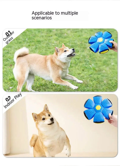 Dog Toys Bouncing Ball Throw Disc Ball with LED Light Toy Kid Outdoor Garden Basketball Game Interesting Throw UFO Disc Balls