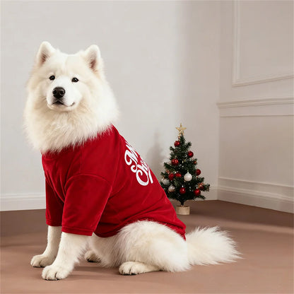 Christmas Big Dog Pullovers Autumn Winter Warm Pet Clothes for Medium Large Dogs Samoyed Husky Sweater mascotas Velvet Clothing