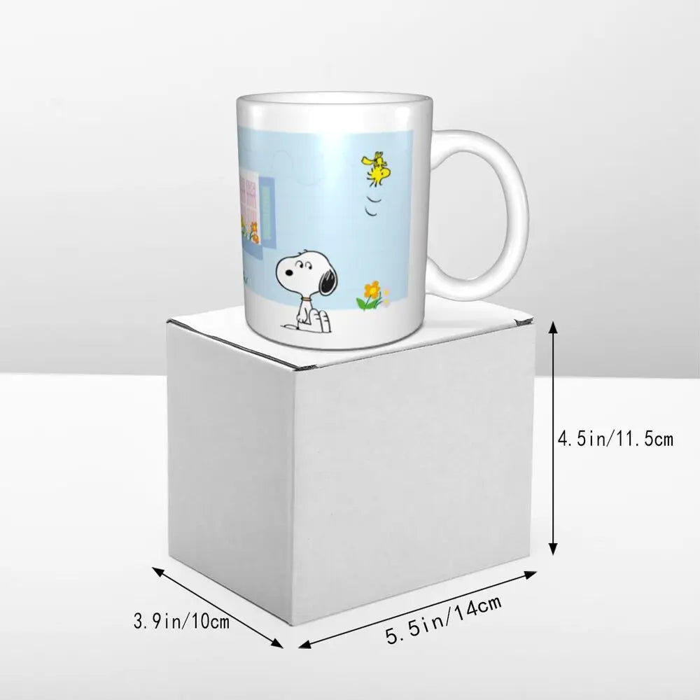 Manga Snoopy Woodstock Cartoon Dog Coffee Mug DIY Customized Ceramic Tea Milk Mug