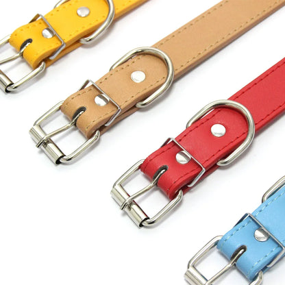 the SIMPY PAWS ADJUSTABLE LEATHER COLLAR - Solid Color Leather Dog Collar, Adjustable Cat Necklace, Puppy Neck Strap Suitable for Medium and Small Dogs, Pet Supplies XS-XL