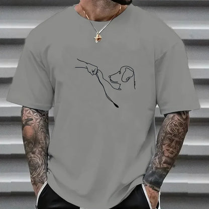 the FIST PUMP PAW PUMP - New for Men 100% Cotton Casual Sports Loose Fit Funny Dog First Print Round Neck Short Sleeved T-Shirt Top