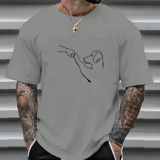 the FIST PUMP PAW PUMP - New for Men 100% Cotton Casual Sports Loose Fit Funny Dog First Print Round Neck Short Sleeved T-Shirt Top