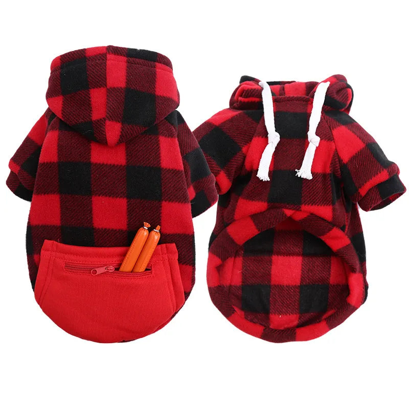 Autumn and Winter Warm Pockets Zipper Small Medium and Large Dog Clothes Pet Cat Teddy Bathroom Clothing Supplies