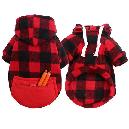 Autumn and Winter Warm Pockets Zipper Small Medium and Large Dog Clothes Pet Cat Teddy Bathroom Clothing Supplies