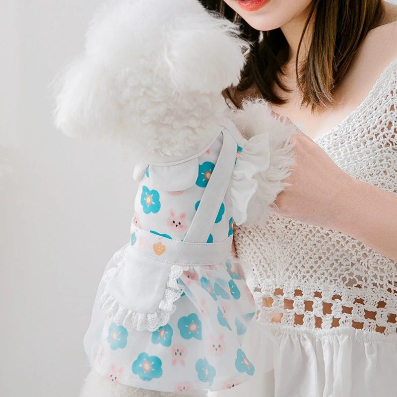 Dog Princess Dress Cute Pet Dog Mesh Dress Kitten Puppy Pet Skirt Dog Summer Dress Bow Lace Korean Poodle Chihuahua Dog Clothes