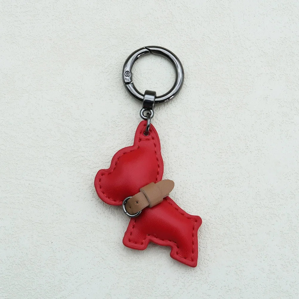 Kawaii Cute Chubby Leather Keychain French Bulldog Charm Dog Dolls Bag Hanging Exquisite Dog Pendant Friend