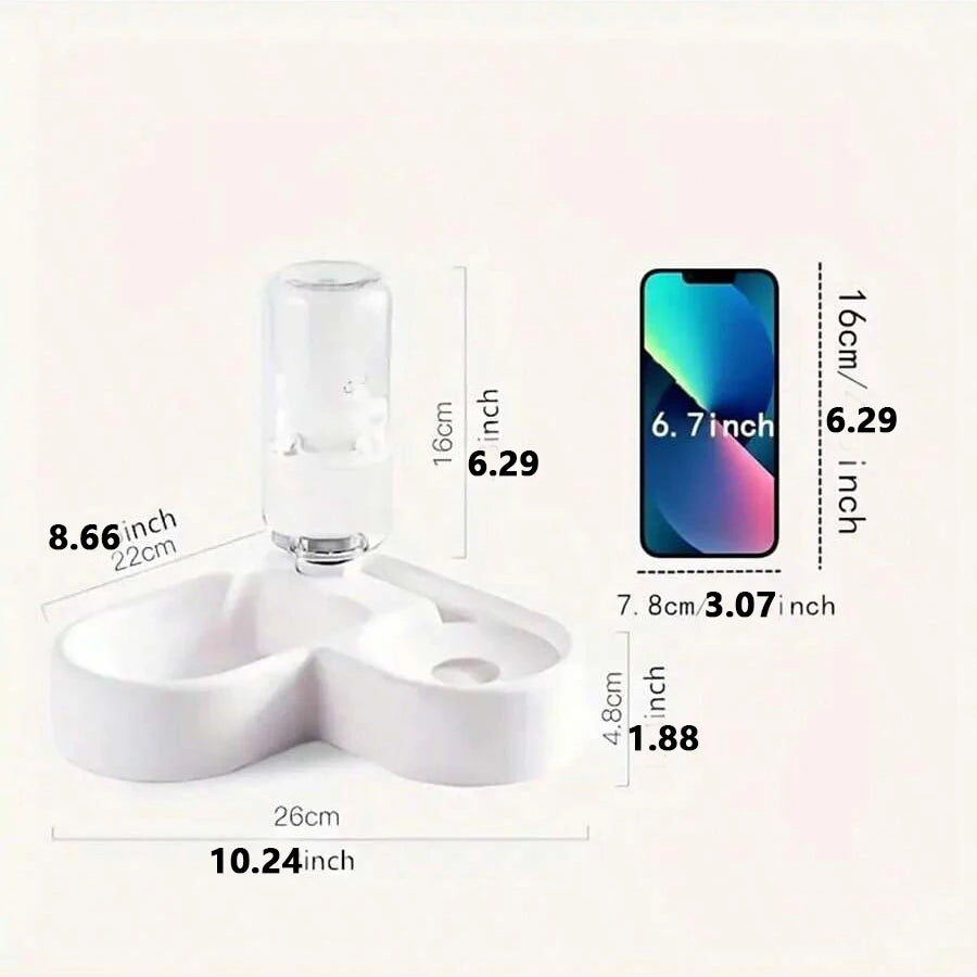 Cat Bowl and Dog Bowl Double Bowl Protects Cervical Vertebra Automatic Drinking Fountain and Food Bowl, Automatic Drinking Fountain for Dogs and Cats, Pet Drinking Supplies