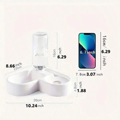 Cat Bowl and Dog Bowl Double Bowl Protects Cervical Vertebra Automatic Drinking Fountain and Food Bowl, Automatic Drinking Fountain for Dogs and Cats, Pet Drinking Supplies