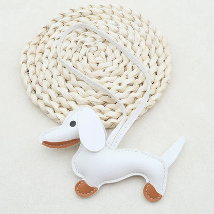 Multiple Colors Classic Leather Puppy Dog Keychain Pendant Lovely Dachshund Bag Charm Phone Pendant Trinket Key Ring Accessories