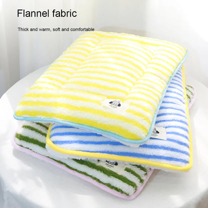 Cozy Flannel Pet Bed Mat - Soft Striped Dog Cat Bed Washable Comfortable Cushion for Small Medium Pets - Stylish Home Decor